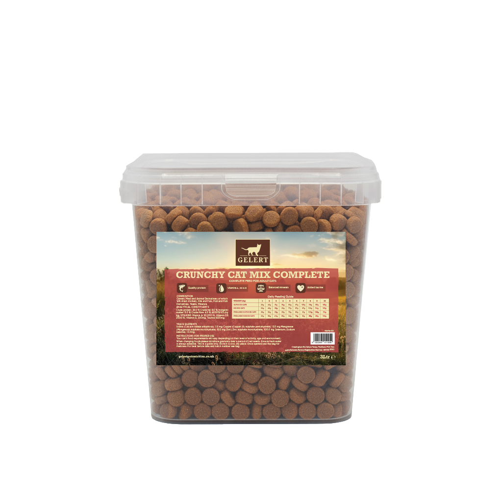 Gelert Gelert Crunchy Mix 3Ltr Bucket Adult Dry Cat Food pet food packaging